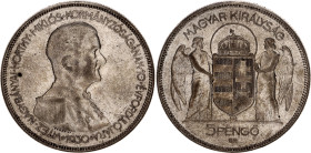Hungary 5 Pengo 1930 BP
KM# 512, ÉH# 1507, H# 2259, Adamo# P8, N# 18692; Silver; 10th Anniversary - Regency of Admiral Horthy; Budapest Mint; XF-AUNC...