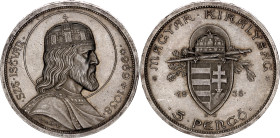 Hungary 5 Pengo 1938 BP
KM# 516, ÉH# 1508, H# 2260, Adamo# P8.1, N# 6490; Silver; Nicolas Horthy; 900th Anniversary - Death of St. Stephan; Budapest ...