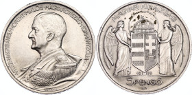 Hungary 5 Pengo 1939 BP
KM# 517, ÉH# 1509, H# 2242, Adamo# P8.2, N# 17790; Silver; Miklós Horthy; Birthday; Budapest Mint; UNC