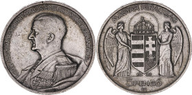 Hungary 5 Pengo 1939 BP
KM# 517, N# 17790; Silver; Miklos Horthy; UNC with hairlines
