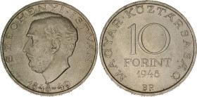 Hungary 10 Forint 1948 BP
KM# 538, ÉH# 1531, H# 2342; Adamo# EM2, N# 18475; Silver; Centenary of 1848 Revolution - Széchenyi István; Budapest Mint; U...