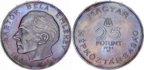Hungary 25 Forint 1961 BP
KM# 558, N# 34294; Silver., Prooflike; 80th Anniversary of birth of Béla Bartók; Mintage: 15000 pcs.; UNC