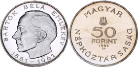 Hungary 50 Forint 1961 BP
KM# 561, N# 34297; Silver., Proof; 80th Anniversary of birth of Béla Bartók; Mintage: 15000 pcs.