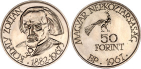 Hungary 50 Forint 1967 BP
KM# 578, N# 18721; Silver; 85th Anniversary of Zoltán Kodály; Mintage: 15000 pcs.; UNC