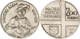 Hungary 200 Forint 1977 BP
KM# 610, ÉH# 1609, Adamo# EM53, N# 34344; Silver; Painter Series - Ádám Mányoki; Budapest Mint; Mintage 25000; UNC with ha...