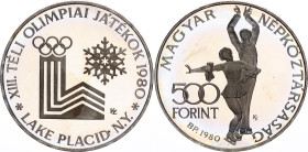Hungary 500 Forint 1980 BP
KM# 619, ÉH# 1598, Adamo# EM60, N# 34353; Silver., Proof; XIII Winter Olympics in Lake Placid; Mintage 12500