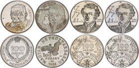 Hungary 4 x 100 Forint 1983 - 1990 BP
KM# 632, 634, 655, 678; Copper-Nickel, Proof; Various motives