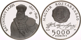 Hungary 5000 Forint 2007 BP
KM# 799, N# 30927; Silver., Proof; 200th Anniversary of the Birth of Batthyány Lajos first Prime Minister of Hungary; Bud...