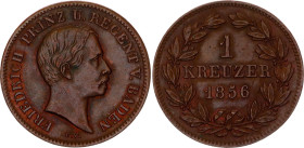 German States Baden 1 Kreuzer 1856
KM# 231, AKS# 131, N# 34326; Copper; Friedrich I; UNC Toned, luster.