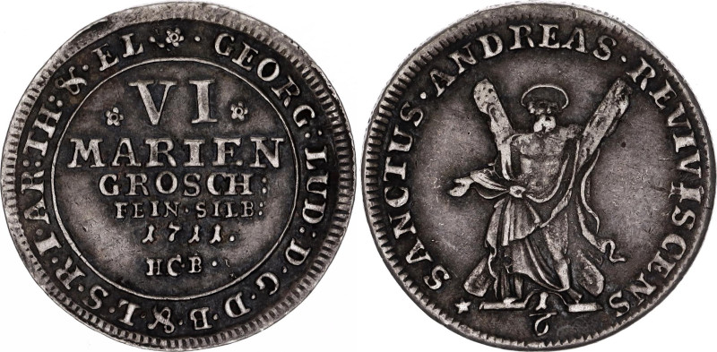German States Brunswick-Luneburg-Calenberg-Hannover 6 Mariengroschen 1711 HB
KM...