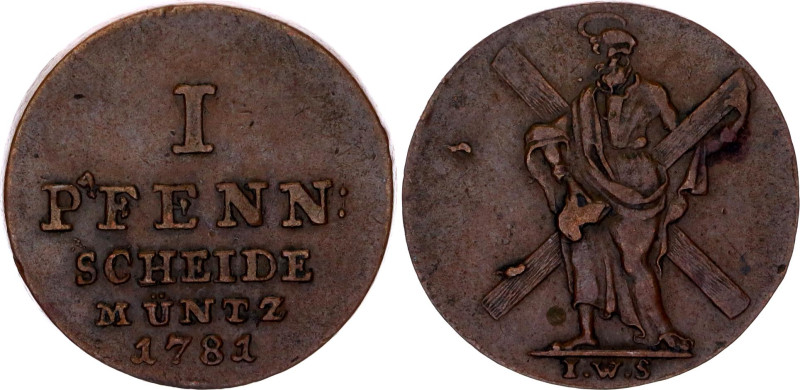 German States Brunswick-Luneburg-Calenberg-Hannover 1 Pfenning 1781 IWS
KM# 380...