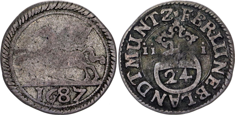 German States Brunswick-Luneburg-Celle 1/24 Taler 1687 iii
KM# 324, Welter# 162...