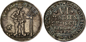 German States Brunswick-Wolfenbuttel 6 Mariengroschen 1727 EPH Double Strike
KM# 753, N# 35961; Silver; August Wilhelm; AUNC with amazing toning