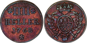 German States Cologne 4 Heller 1768
KM# 440, N# 17491; Copper; XF+ with nice toning