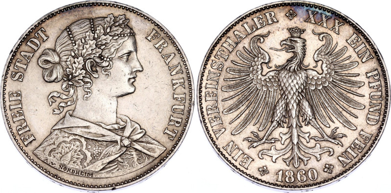 German States Frankfurt 1 Vereinsthaler 1860
KM# 360, N# 4704; Silver; Free imp...