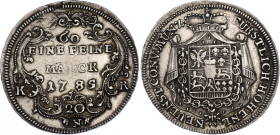 German States Hohenlohe-Neuenstein-Öhringen 20 Kreuzer 1785 KRN
KM# 61; Silver; Ludwig Friedrich Karl; VF+