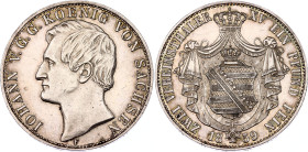 German States Saxony-Albertine 2 Vereinsthaler 1859 F
KM# 1195, N# 38546; Silver 36.9 g.; John I; Mintage 323000 pcs.; XF+