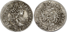 German States Silesia 3 Kreuzer 1707 FN
KM# 687, N# 18843; Silver; Joseph I; Breslau Mint; VF