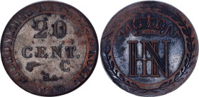 German States Westphalia 20 Centimes 1810 C
KM# 97, N# 14328; Silver; Jérôme Bonaparte; VF
