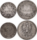 Germany - Empire 1/2 - 1 Mark 1875 - 1906
KM# 7, 17; Silver; XF