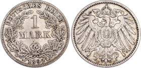 Germany - Empire 1 Mark 1892 F
KM# 14, N# 3412; Silver; Mintage 301914 pcs; VF