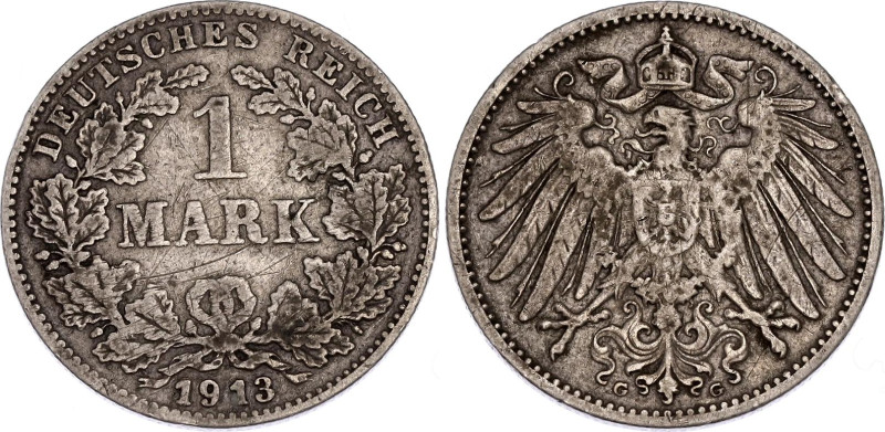 Germany - Empire 1 Mark 1913 G
KM# 14, N# 3412; Silver; Mintage 274500 pcs; VG