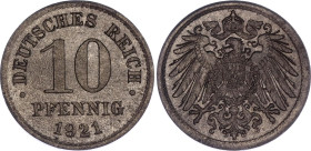 Germany - Empire 10 Pfennig 1921
KM# 26, AKS# 14, J. 299, N# 1954; Zinc; UNC