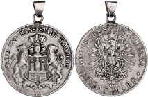 Germany - Empire Hamburg 5 Mark 1876 J
KM# 598, N# 20428; Silver; With eyelet