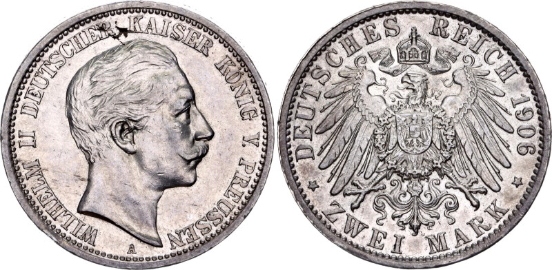 Germany - Empire Prussia 2 Mark 1906 A
KM# 522, AKS# 134, J. 102, N# 7935; Silv...