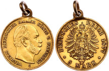 Germany - Empire Prussia 5 Mark 1877 C Pendant
KM# 507, N# 21747; Gold (.900) 2.18 g.