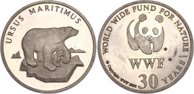 Germany - DDR Commemorative Medal "WWF 30 Years - Ursus Maritimus" 1986
N# 245769; Copper-nickel 23.15 g., 38 mm., Proof; Obv: URSUS MARITIMUS. A Pol...