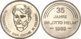 Germany - DDR Commemorative Medal "35 JAHRE BS OTTO HELM" 1989
Copper-nickel 24.82 g., 35.5 mm., Prooflike; Obv: BETRIEBSSCHULE BMK CHEMIE IB EISLEBE...