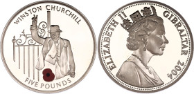 Gibraltar 5 Pounds 2004
KM# 1173, N# 96136; Silver., Proof; World War II - Winston Churchill; Elizabeth II