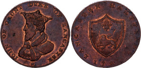 Great Britain Lancashire, Lancaster 1/2 Penny 1791 Token
DH# 15, N# 107090; Copper 12.18 g., 29.6 mm; John of Gaunt; Obv: JOHN OF GAUNT DUKE OF LANCA...