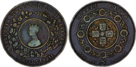Great Britain 1 Crown 1848 Model Coinage
X# 23, N# 21318; Bimetallic: gold plated copper centre in silver plated copper ring; Victoria; XF