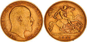 Great Britain 1/2 Sovereign 1907
KM# 804, Sp# 3974, N# 5502; Gold (.917) 3.97 g.; Edward VII; VF-XF