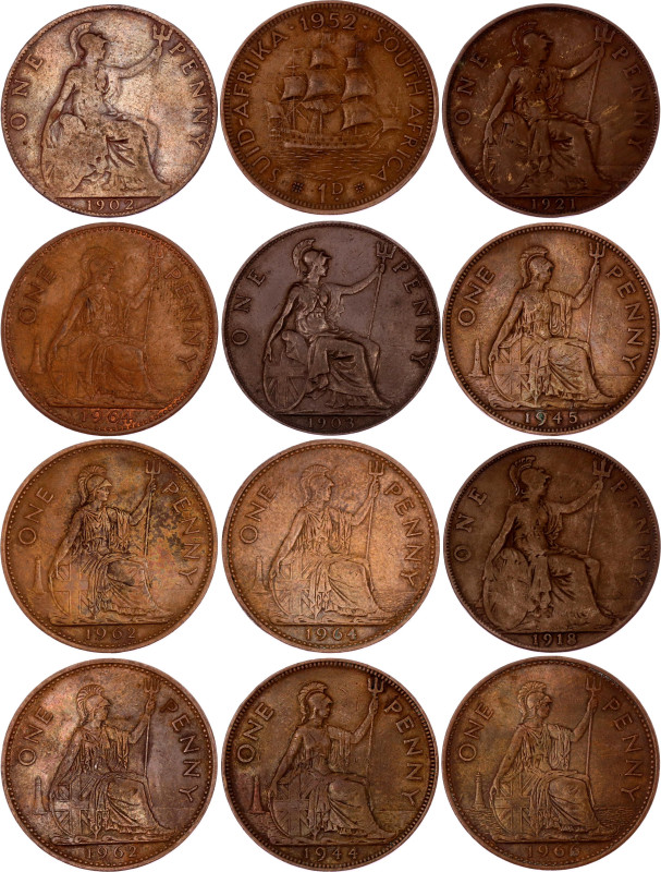 Great Britain 12 x 1 Penny 1902 -1966
Copper; VF-XF