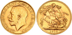 Great Britain 1 Sovereign 1912
KM# 820, N# 11463; Gold (.916) 7.99 g., 22 mm.; George V; UNC with mint luster