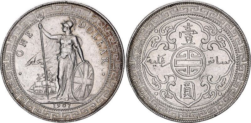 Great Britain 1 Trade Dollar 1907 B
KM# T5, N# 8472; Silver; British Trade Doll...