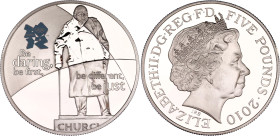 Great Britain 5 Pounds 2010
KM# 1146, N# 16963; Silver., Proof; A Celebration of Britain: The Spirit series - Winston Churchill; Series: London 2012;...