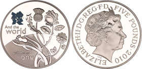 Great Britain 5 Pounds 2010
KM# 1147, N# 18530; Silver., Proof; A Celebration of Britain: The Spirit series - Unity; Series: London 2012; Elizabeth I...