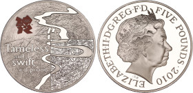 Great Britain 5 Pounds 2010
KM# 1154, N# 18535; Silver., Proof; A Celebration of Britain: The Body series - River Thames; Series: London 2012; Elizab...