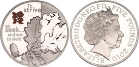 Great Britain 5 Pounds 2010
KM# 1155, N# 18536; Silver., Proof; A Celebration of Britain: The Body series - Oak; Series: London 2012; Elizabeth II; M...