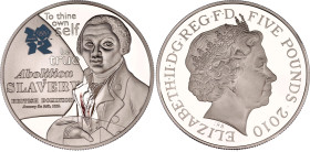 Great Britain 5 Pounds 2010
Sp# LO54, N# 33042; Silver., Proof; A Celebration of Britain: The Spirit series - Abolition of Slavery; Series: London 20...