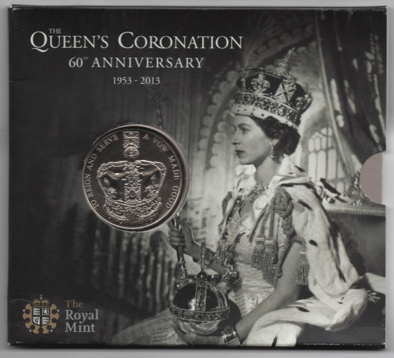 Great Britain 5 Pounds 2013
KM# 1242, N# 41362; Copper-Nickel; 60th anniversary...