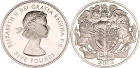 Great Britain 5 Pounds 2013
KM# 1247, N# 153957; Silver., Proof; 60th Anniversary of the Coronation of Queen Elizabeth II; 1st portrait; With minor h...