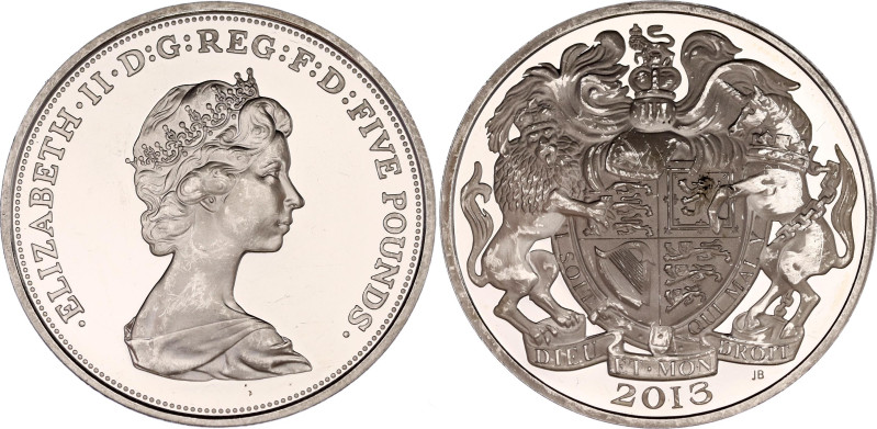 Great Britain 5 Pounds 2013
KM# 1248, N# 153958; Silver., Proof; 60th Anniversa...