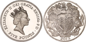 Great Britain 5 Pounds 2013
KM# 1249, N# 153960; Silver., Proof; 60th Anniversary of the Coronation of Queen Elizabeth II; 3rd portrait; With minor h...