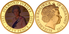 Guernsey 50 Pence 2011
KM# A259, N# 162219; Proof; Elizabeth II; 60th Anniversary of Coronation