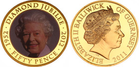 Guernsey 50 Pence 2011
KM# 259, N# 158352; Proof; Elizabeth II; 60th Anniversary of Coronation